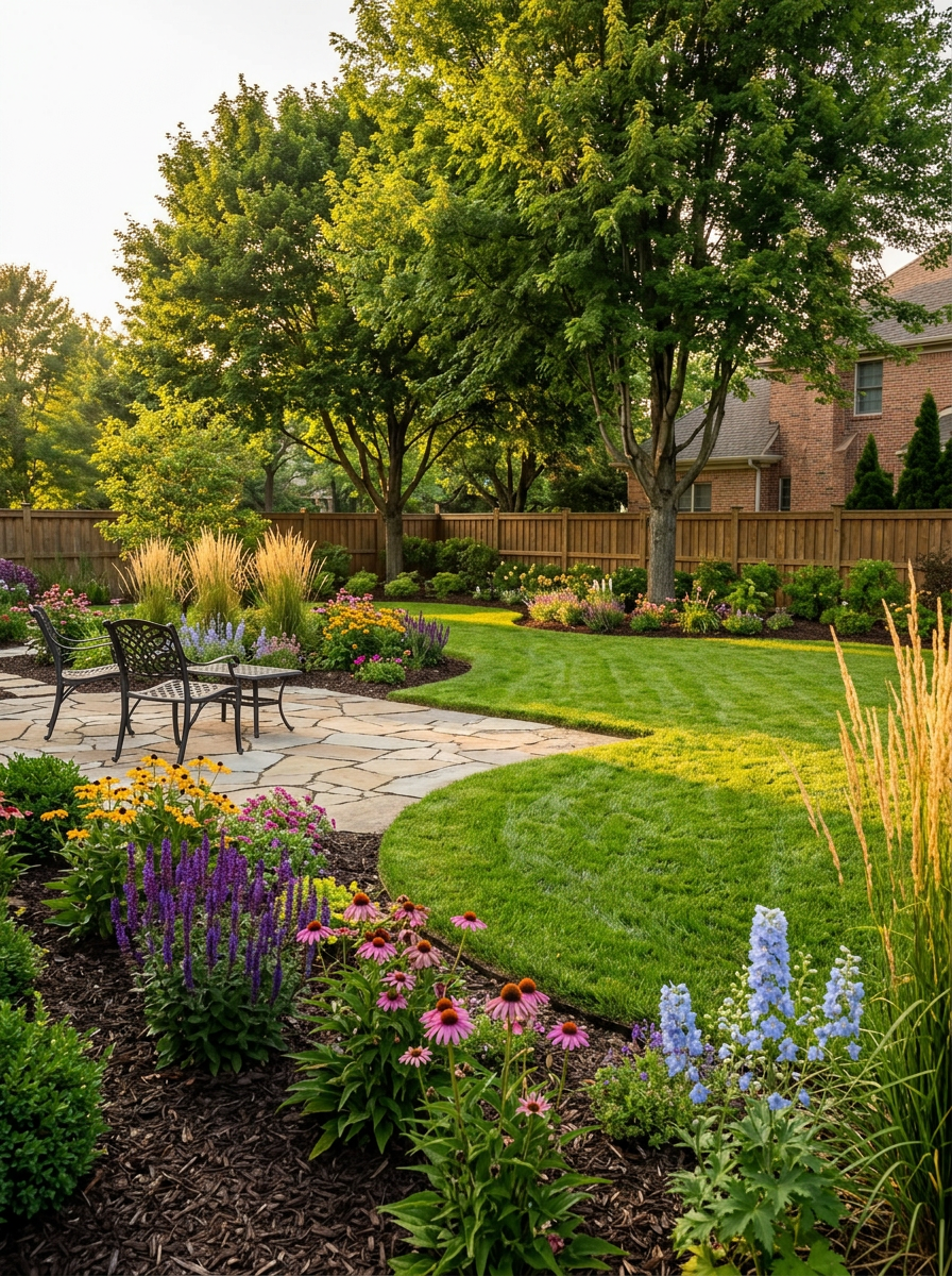 Flagstone Patio & Mulch Beds